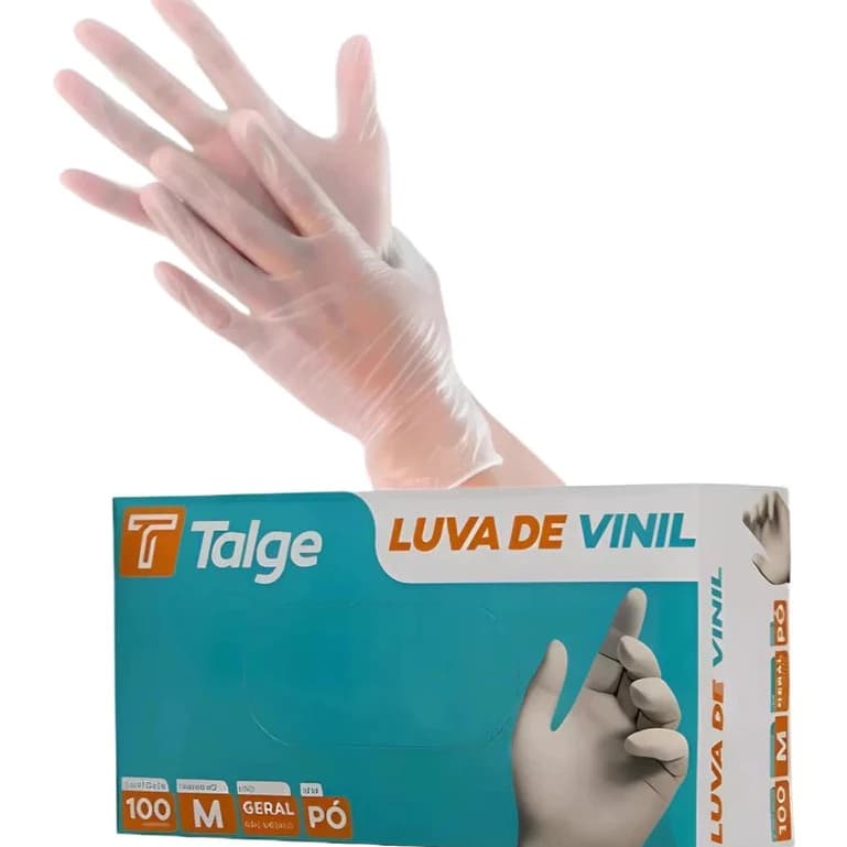 Luva De Látex (Vinil) Com 100x Unidades Tamanho G Branca Com/Sem Pó Talge 'ESCOLHAPÓ OU SEM PÓ"