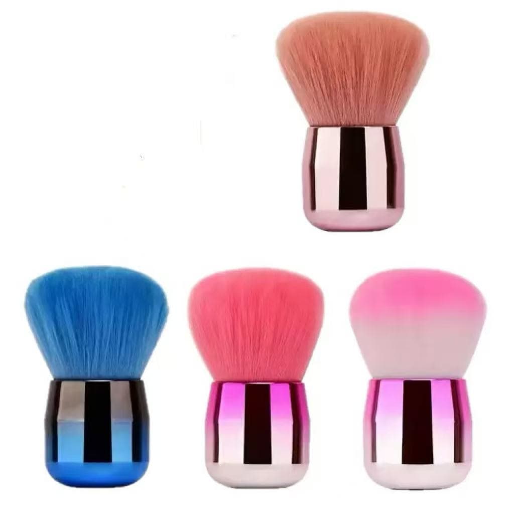 Pincel Kabuki Rosa Macio Para Maquiagem Pó Blush Selar Make Cor Rosé Redondo