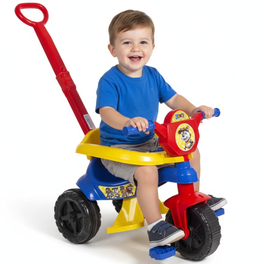 Triciclo + Game Aplicativo 3D - Crianças 1 a 3 anos – Motoca Velotrol Com Pedais, Empurrador - QUEEN SHOP