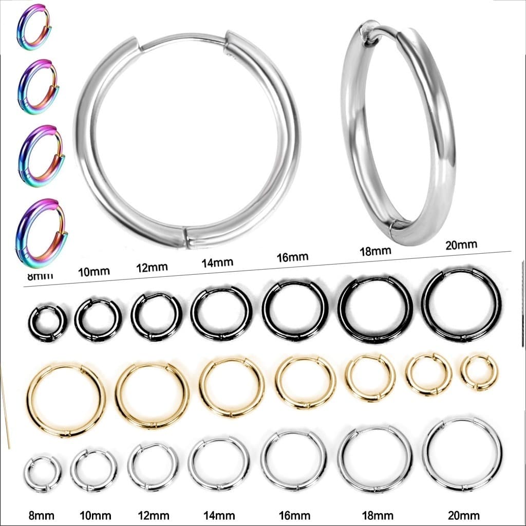 Brinco Pequena Argola Unissex De Aço Inoxidável 12mm Prata