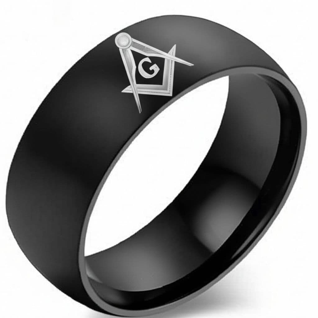 Anel Preto Titânio Maçom Maçônico Maçonaria Barato Demolay Ordem 33 Compasso Anatômico