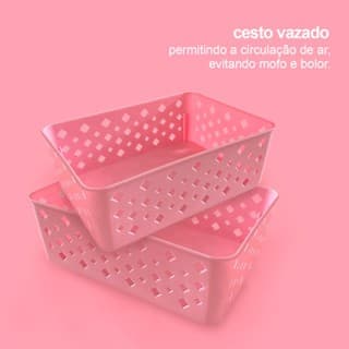 Cestinhas Plásticas Empilháveis Multiuso Organizadoras para Cozinha Banheiro 19x14x6,5cm