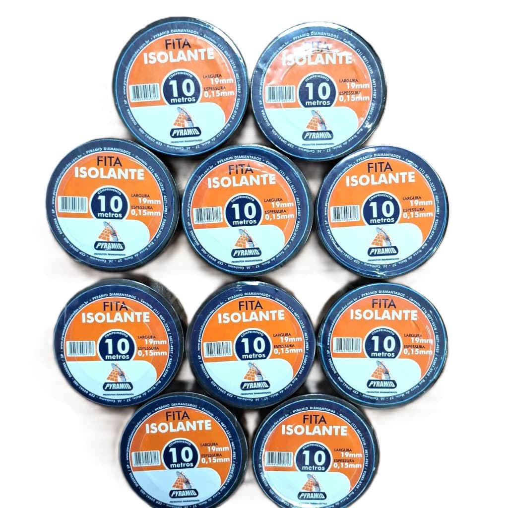 Kit 10 Fitas Isolante 10m X 19mm X 0,15mm Pyramid