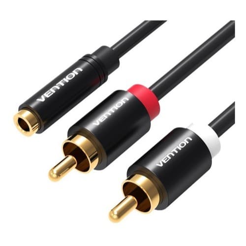 Vention - Cabo Adaptador P2 3.5mm Fêmea para 2 RCA Macho – Áudio Profissional DJ