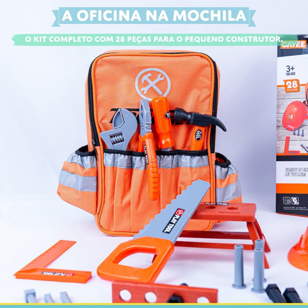 Mochila Ferramentas Mini Construtor com 29 Acessórios