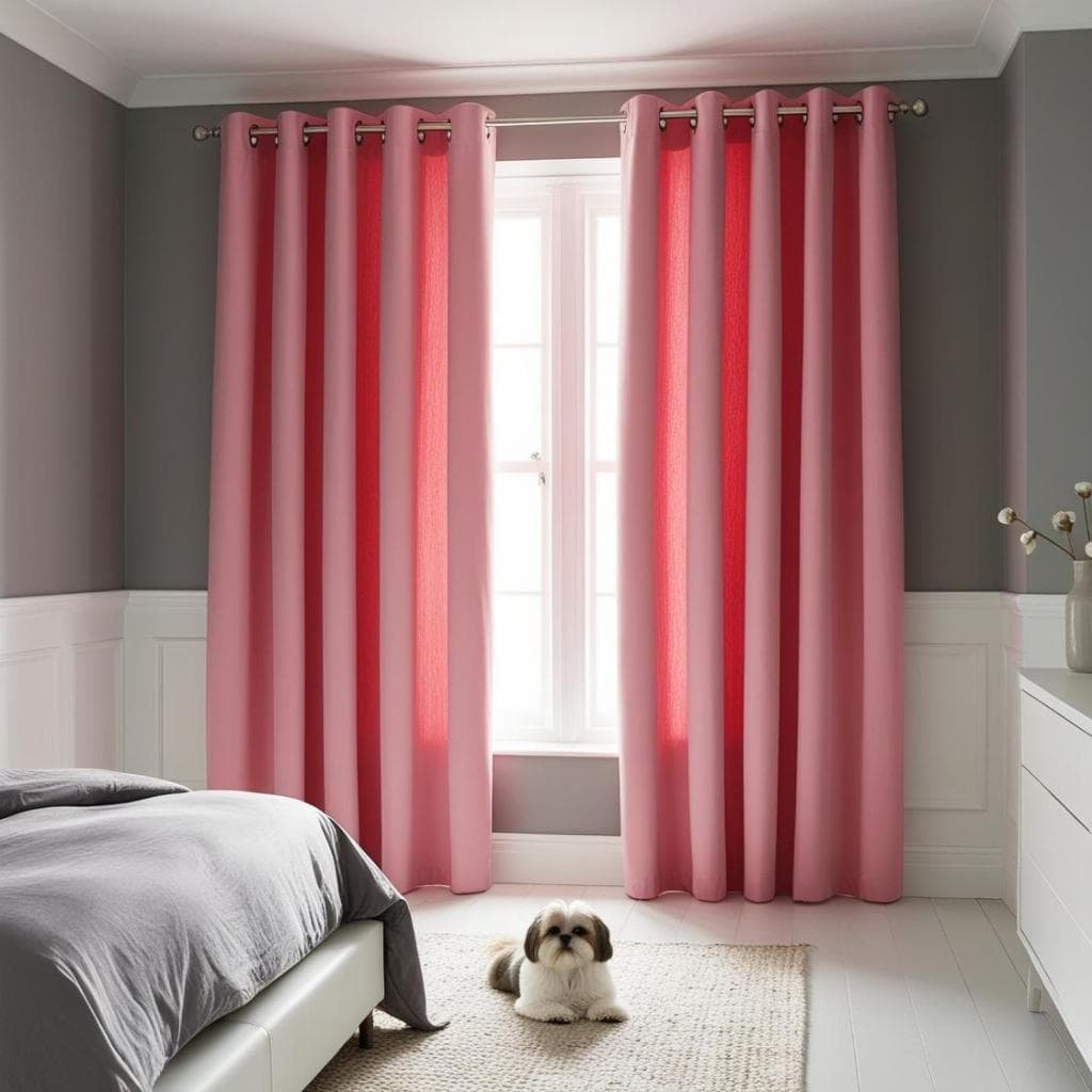 Kit quarto e sala Cortina Rafaella 3,00 x 2,50 Rosa + varão de brinde