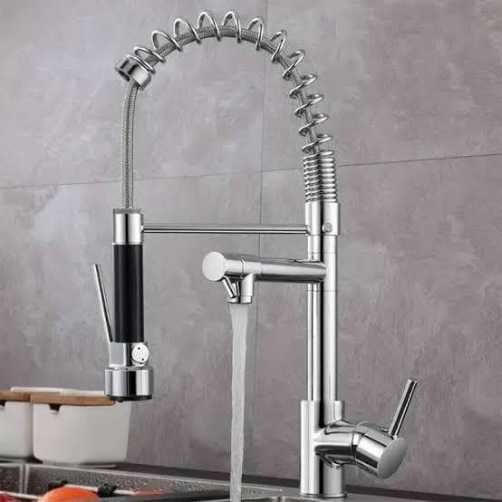 Torneira De Cozinha Bancada Gourmet Inox Metal Jato Forte Com Misturador Para Água Quente E Fria