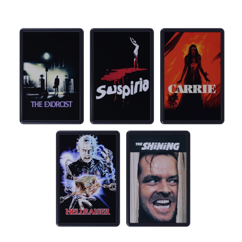 Kit de 5 Quadros Decorativos Com moldura Tamanho 20x30cm Tema Filmes Terror