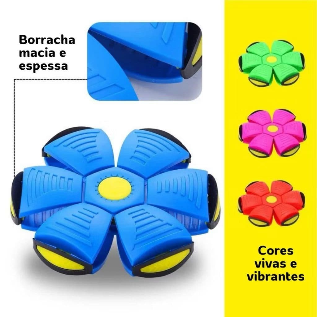 BOLA MÁGICA VOADORA MALUCA  GRANDE ORIGINAL COM LED TRANSFORMA EM DISCO VOADOR