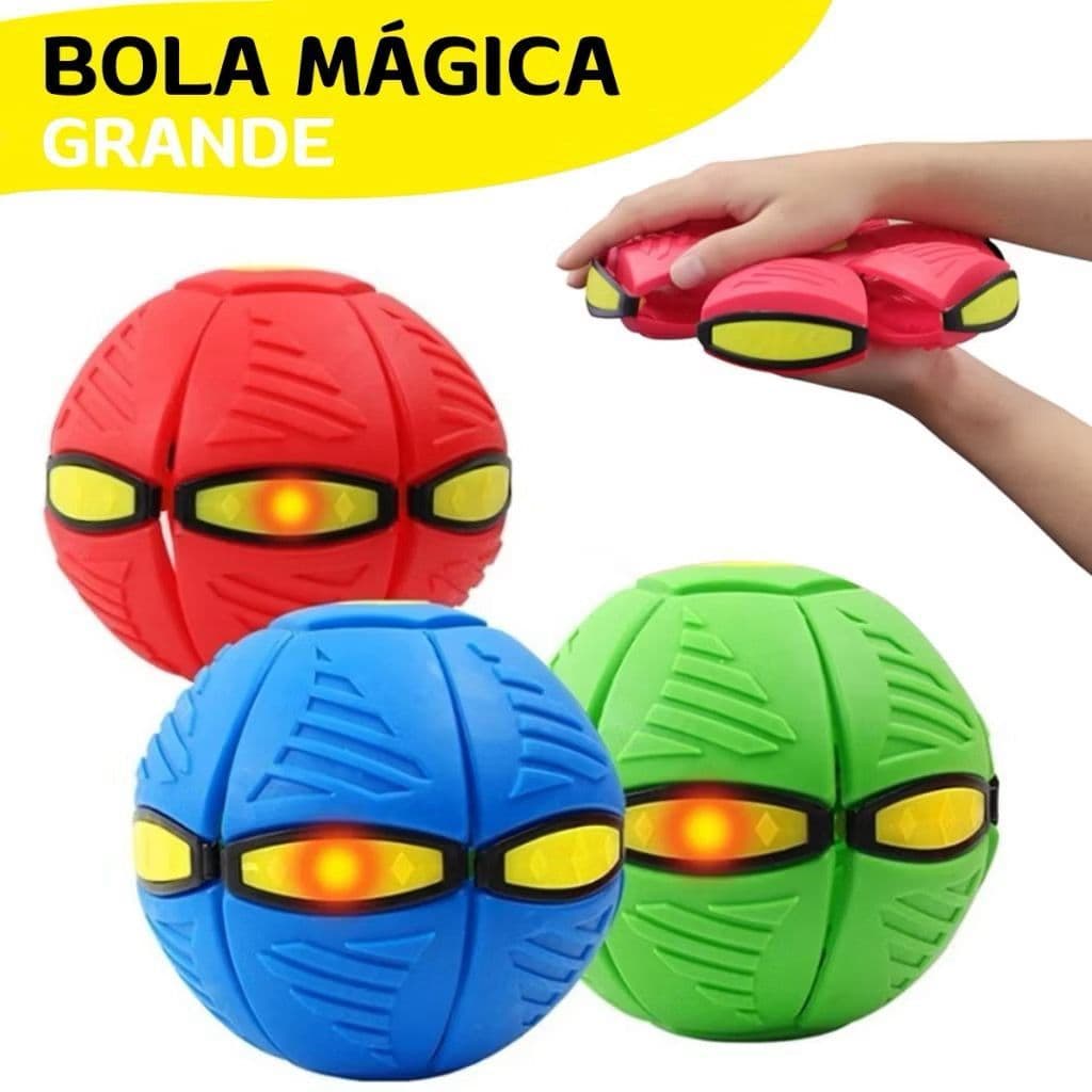 BOLA MÁGICA VOADORA MALUCA  GRANDE ORIGINAL COM LED TRANSFORMA EM DISCO VOADOR