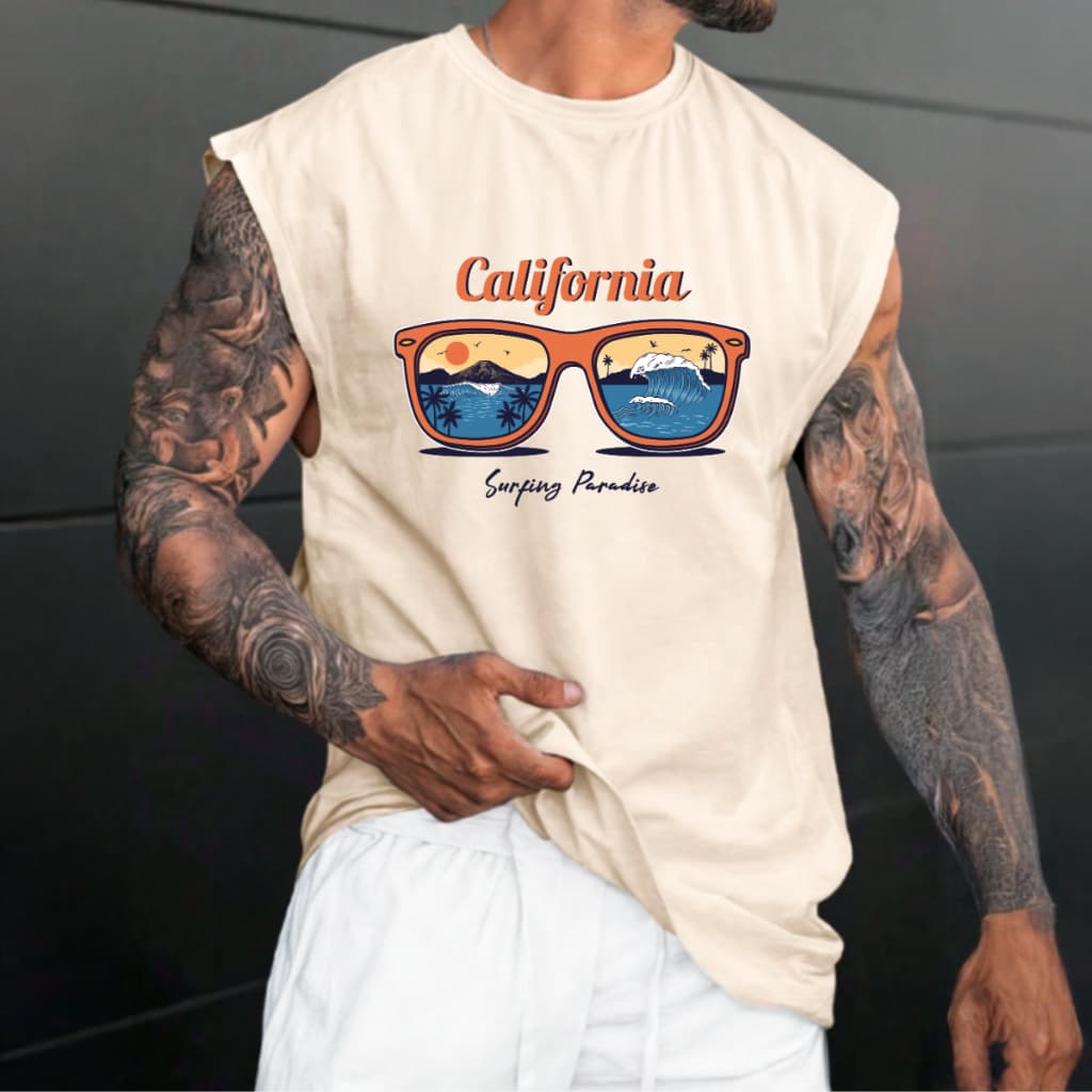 Regata Masculina  Oversized Larga  Oculos California Moda Masculina