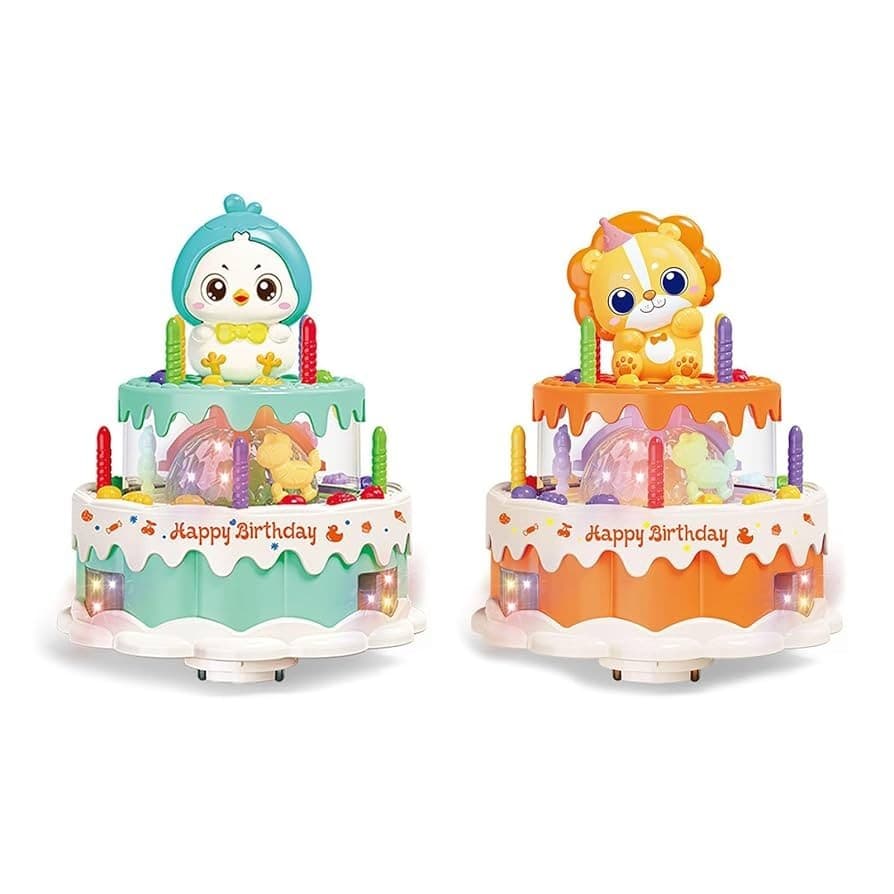Brinquedo de Bolo de Aniversário que Brilha e Rotação Interação de Som e Luz brinquedos para criança