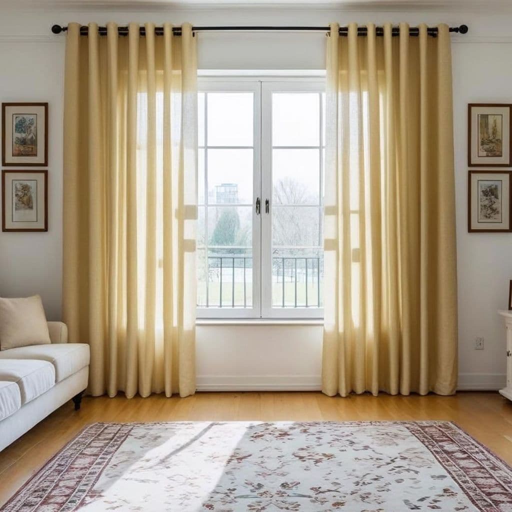 Kit quarto e sala Cortina Rafaella 2,00 x 1,80 Palha + varão de brinde