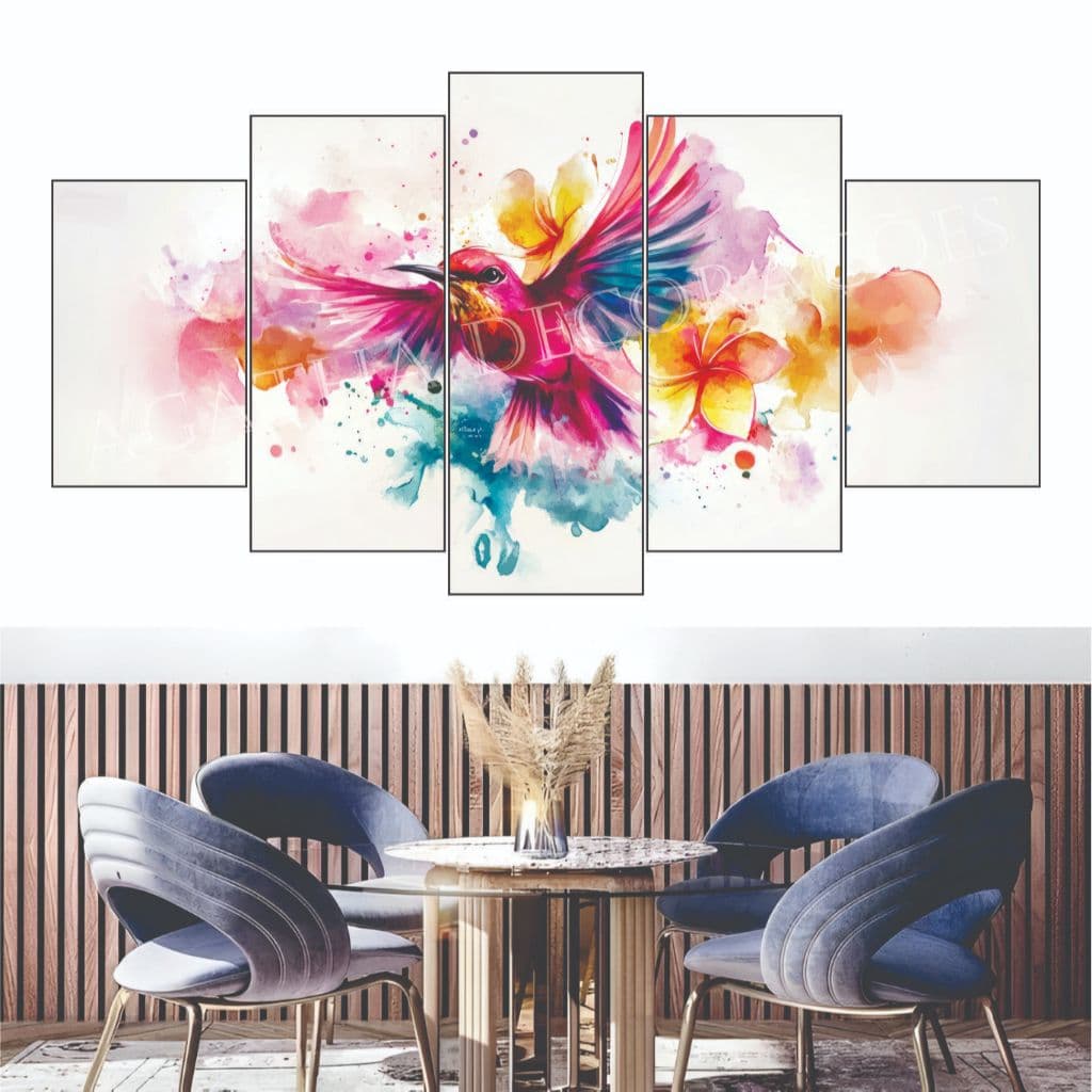 Quadro Decorativo de Foto de Flores 3D e Plantas Verdes para Sala de Estar, Quarto, Escritório