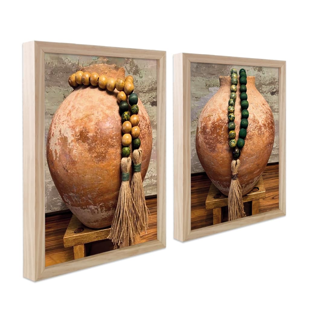 Quadro Decorativo Kit com 2 unidades Vaso de Barro Moderno para Sala Cozinha Quarto 40cm cada
