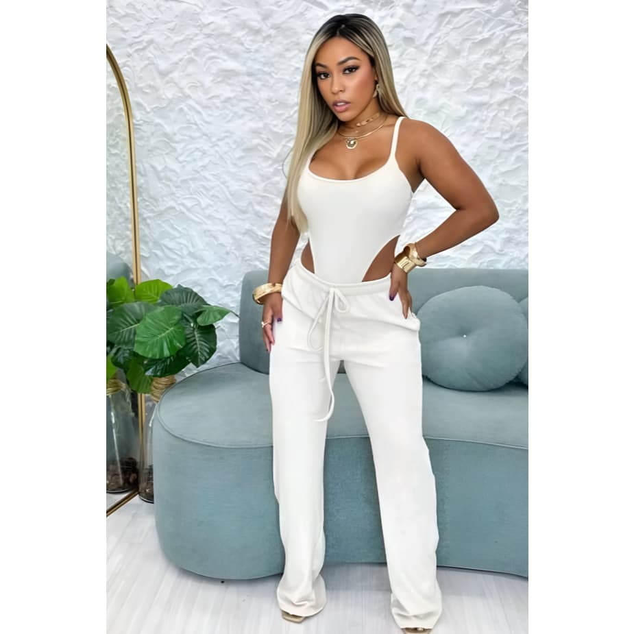 Conjunto Feminino Body Cavado +Calça Fashion Balada Blogueira Casual Elegante Luxo