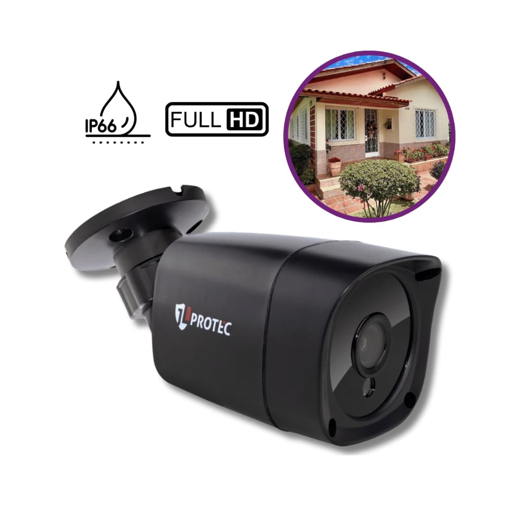 Câmera de Segurança Bullet Preta 2MP 1080P 2.8mm 4 em 1 IP66 Alcance 20m