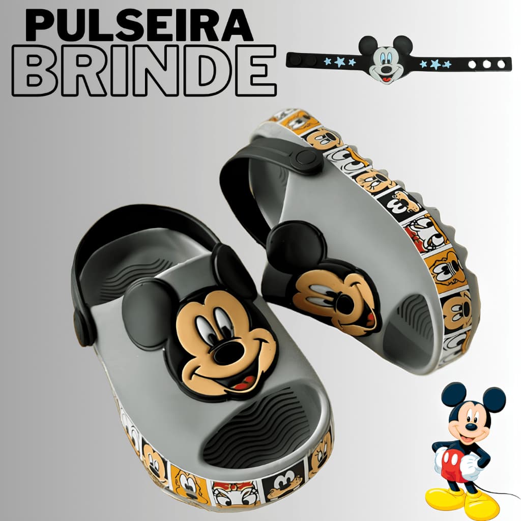 Babuche Infantil Menino Mikey Tratorado Antiderrapante Lançamento Chinelo bebe Calce facil Unisex Com Pulseira