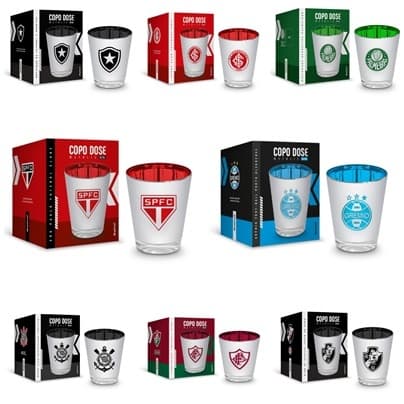 Copo Dose BrasFoot Vidro Licenciado Metálic Clube 55ml