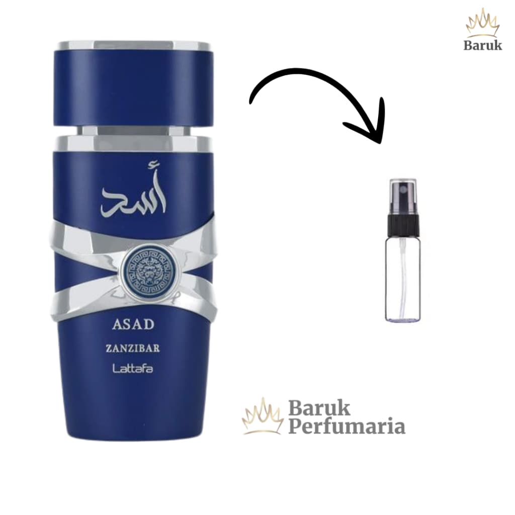Perfume Asad Zanzibar Lattafa Árabe Masculino Baunilha Lavanda 2ml 5ml 10ml