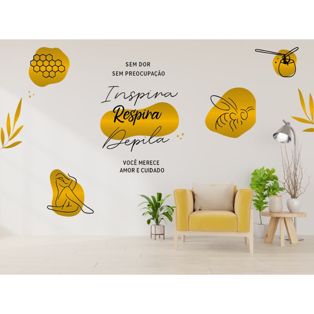 Adesivo de Parede Decorativo Boho Epilação Depilação Cera Estética Mulher