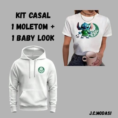 Kit Casal Torcedor Futebol Verdão Moletom Canguru + Baby Look Futebol Brasileirão Lançamento Envio Imediato