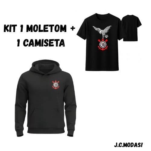 Kit Moletom + Camiseta Torcedor Futebol Torcida Fiel Conjunto Torcida Brasileirão 2025 Envio Imediato