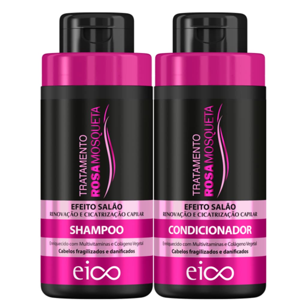 Eico Tratamento Rosa Mosqueta Cicatrização Shampoo Sem Sal 450ml Condicionador Leave-in 400ml