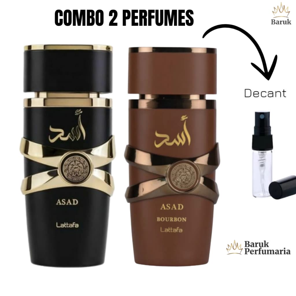 KIT 2 Perfumes Árabes Masculinos Lattafa Asad - Asad Bourbon