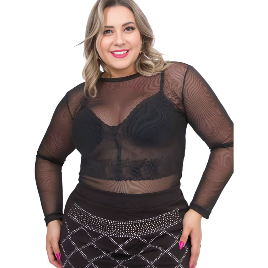 Body Bodi Bori Tule Transparência Transparente Plus Size Feminino Fashion Blogueira Balada despojado