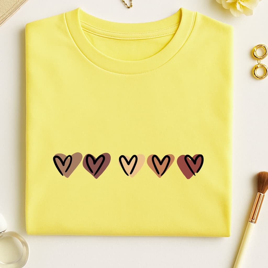 Blusa Camiseta Feminina Algodão " 5 Corações"