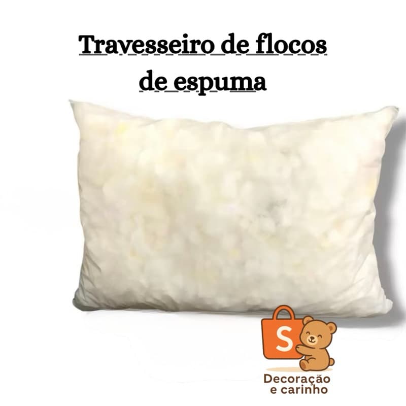 Kit 4 Travesseiro de Flocos de Espuma 45x65 Super Macio | Enchimento Confortável | Ideal para Sono Tranquilo e Decoração