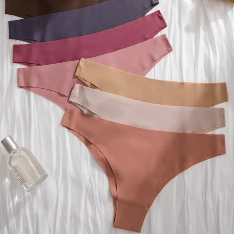 Kit Calcinha sem costura corte a laser não marca cores lisas poliamida conforto