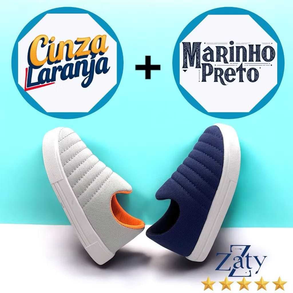 Kit 2 Pares Tênis Infantil Calce Fácil Menino Menina Confortável Leve Antiderrapante Promoção