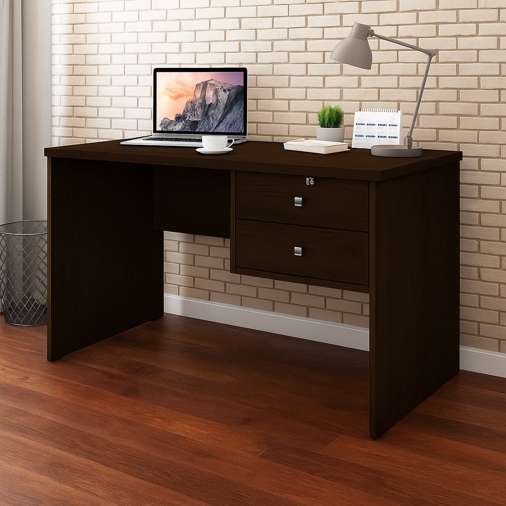 Escrivaninha Mesa Escritório Estudos Home Office 2 Gavetas E Chave Varias Cores