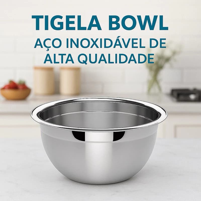Tigela Aço Inox Bowl 28cm/26cm/24cm/22cm/20cm Multiuso Profissional Cumbuca Bacia Moderna Saladeira