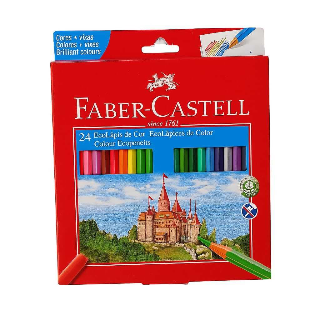 LÀPIS DE COR ESCOLAR FABER CASTELL 24 CORES SEXTAVADO HEXAGONAL CORES VIVAS