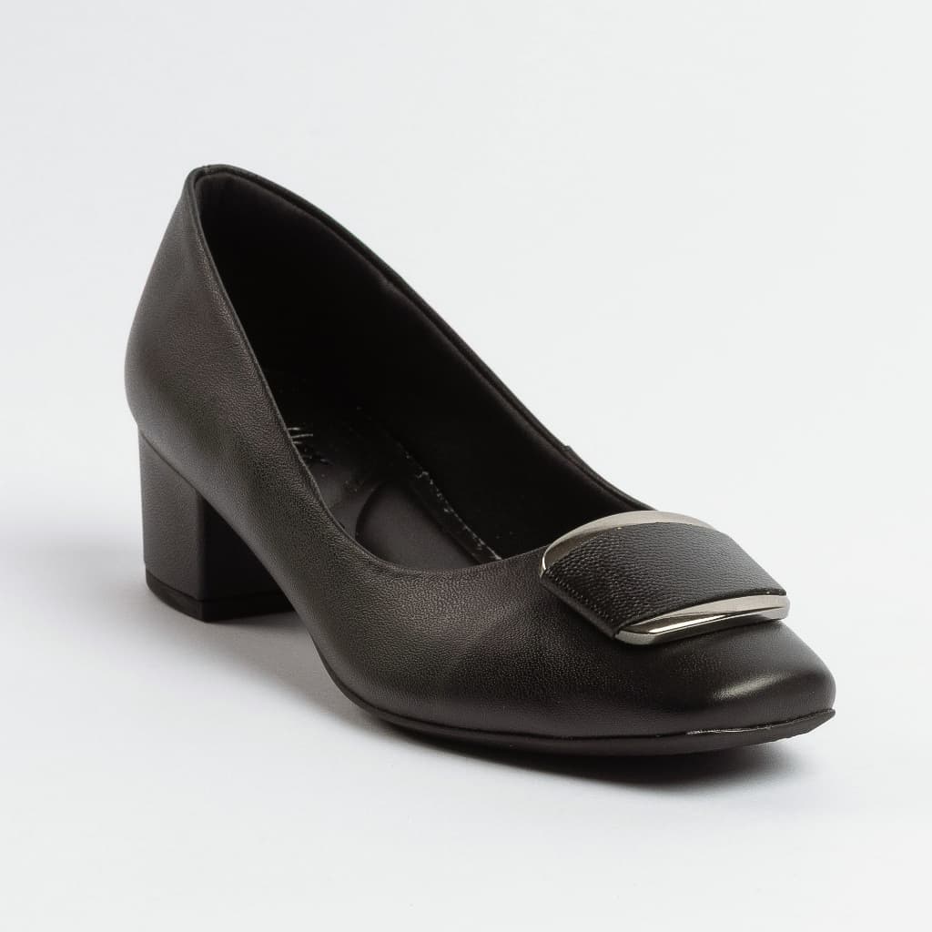 Sapato Social Feminino Usaflex Scarpin Salto Grosso Couro Legítimo Conforto e Estilo Clássico AL4502