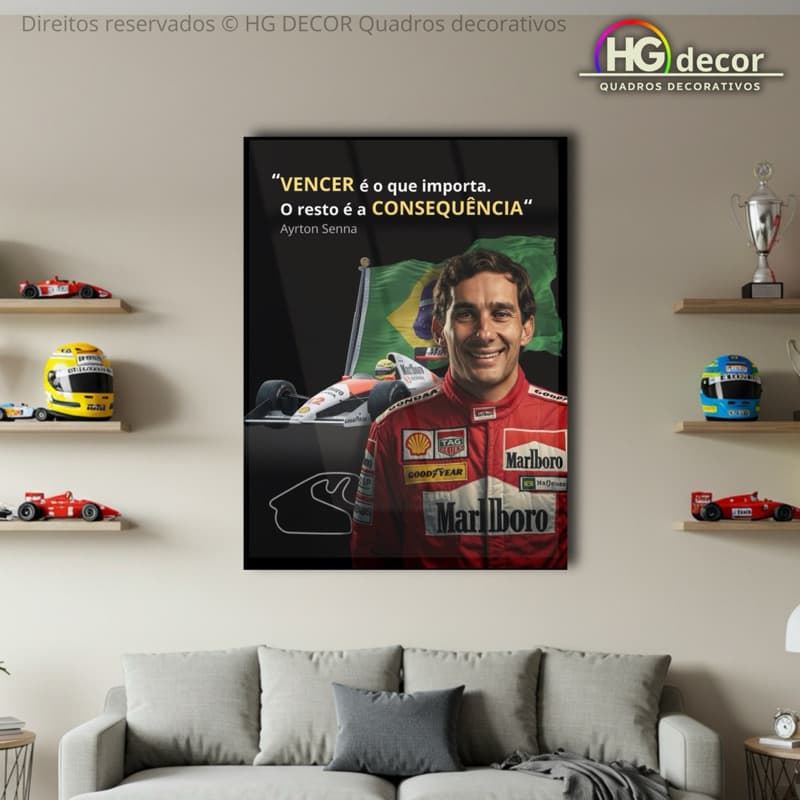 Quadro Ayrton Senna Exclusivo 1991 | Frase Motivacional Piloto F1 Automobilismo Decorativo Parede Sala Quarto Escritório