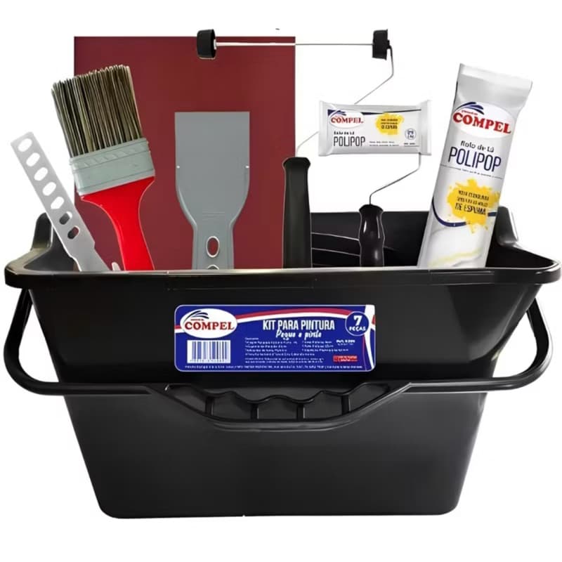 Kit Pintura Completo 7 Peças Compel + Lixa de Massa Grátis