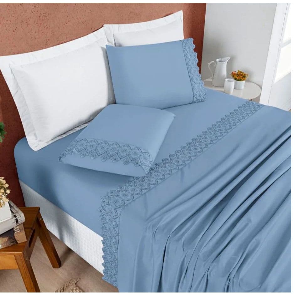Jogo De Cama Lencol King Size 4pecas com elastico 200 fios em Lese Nobless Toque Macio