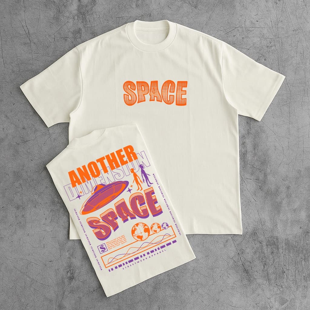 Camiseta Oversized 100% algodão Malha Premium StreetWear Gola Alta Space Treino Estampa Nas Costas