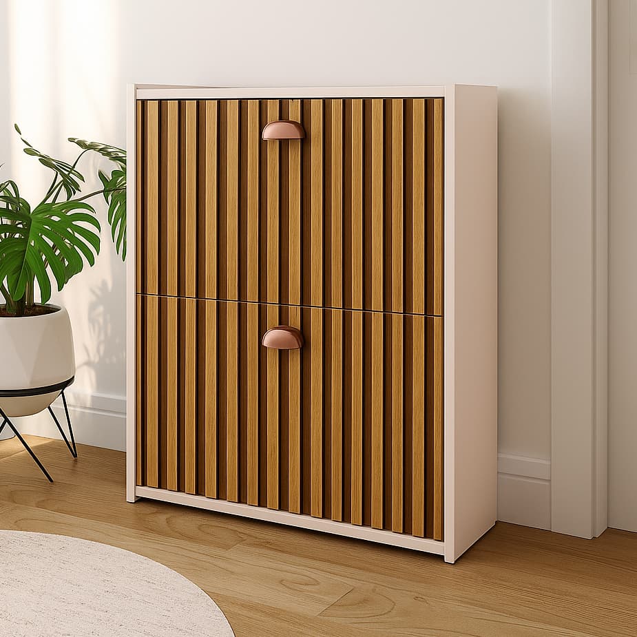 Sapateira Vertical Retrô Closet com 2 Gavetas Basculantes Porta 12 Pares de Calçados