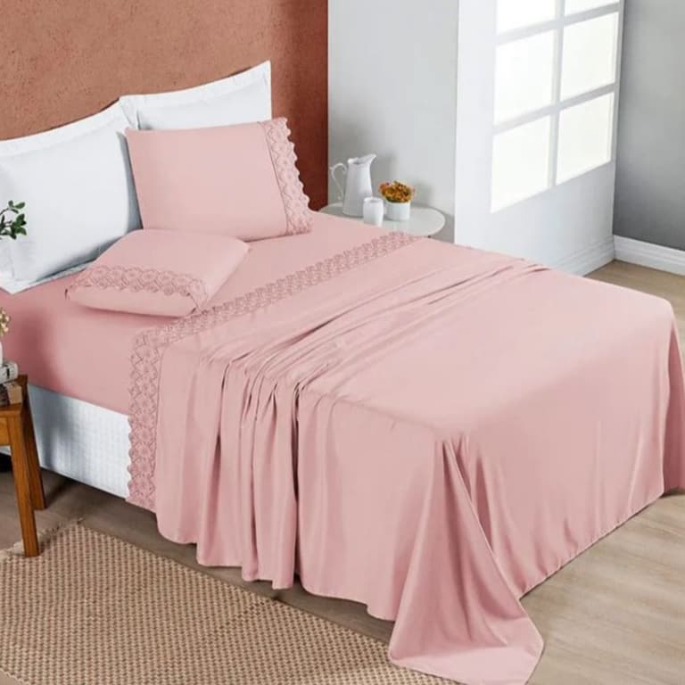 Jogo de Lençol para Cama  Super King 200 fios 4 peças  com elástico! Otima opçao para Presente Casamento !Envio Imediato