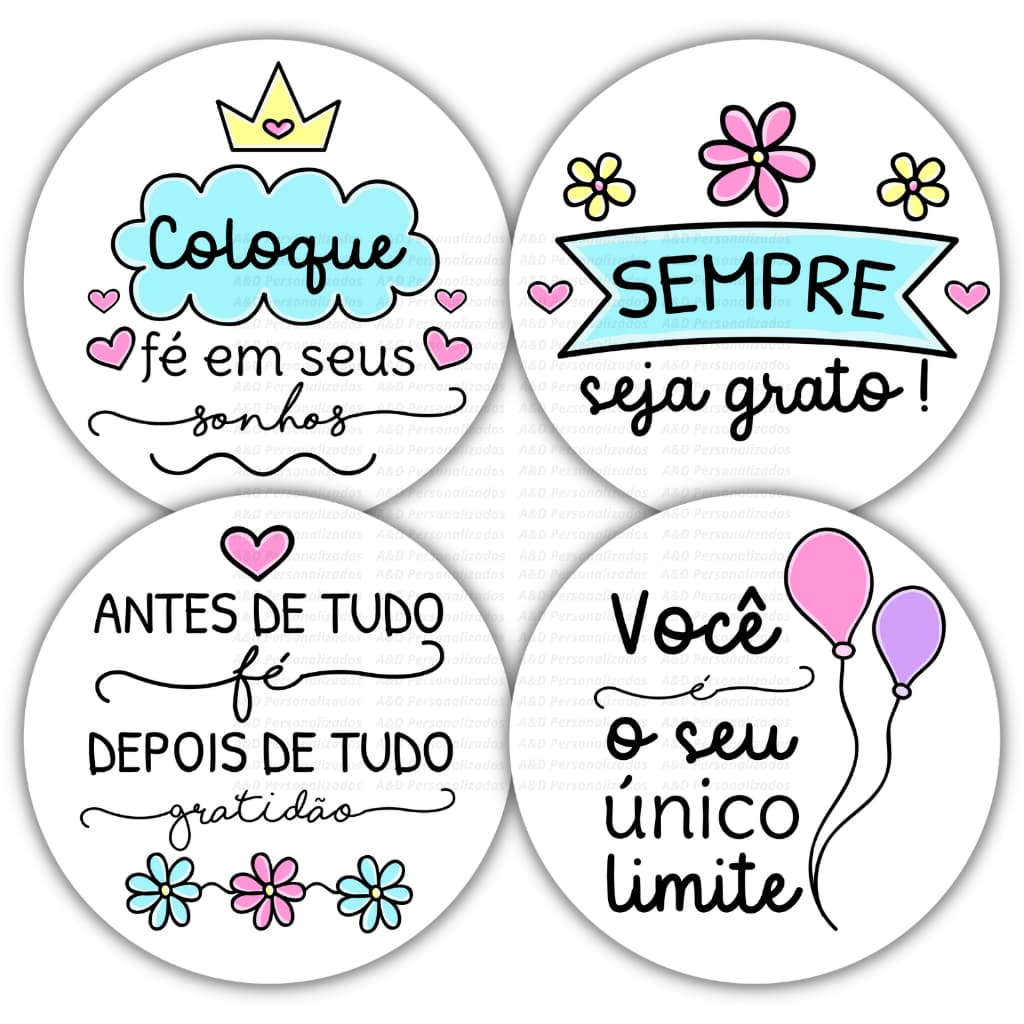 Kit 100 Adesivos Frases Motivacionais Frases Incentivo Embalagem Cliente Lembrancinha
