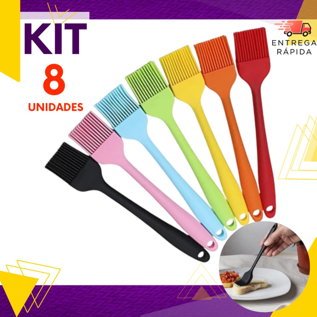 Kit 8 ou 5 un - Pincel De Silicone Uso Culinário Premium Confeitaria E Churrasco