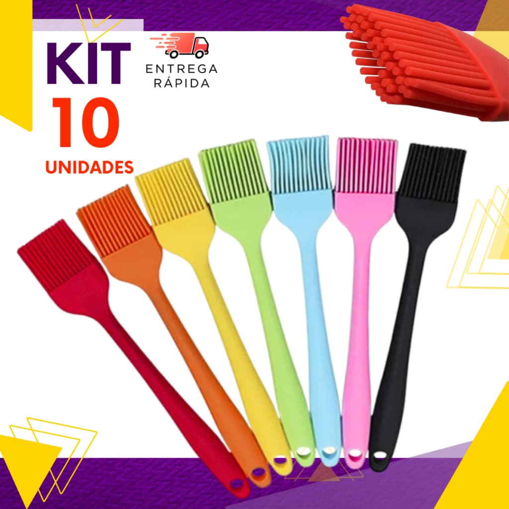 Kit 10 ou 5 un - Pincel De Silicone Uso Culinário Premium Confeitaria e Churrasco