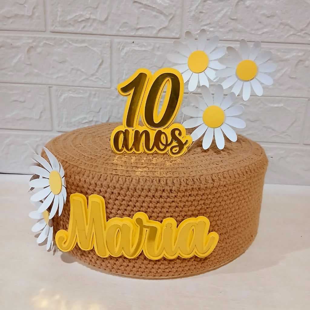 Topo de Bolo Jardim das Margaridas Personalizado