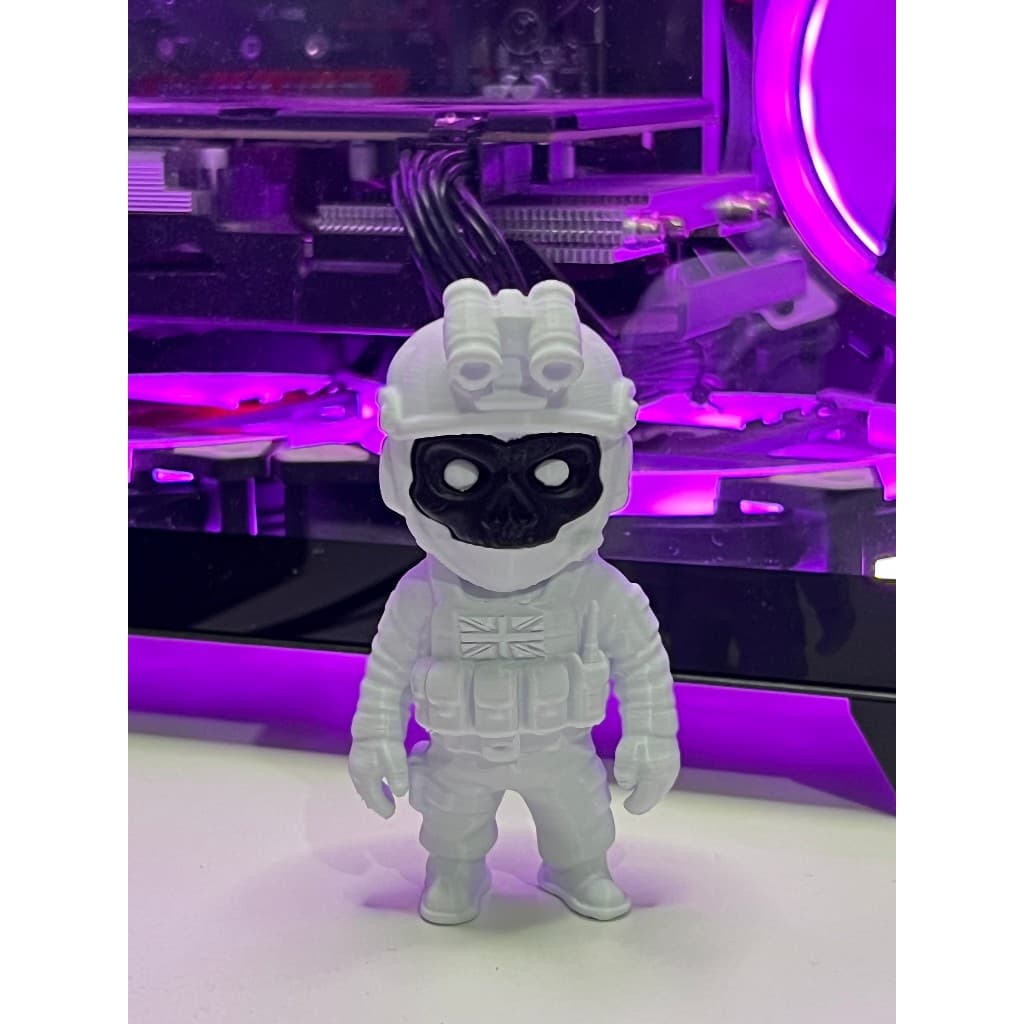 Boneco Ghost Negativo Call of Duty Miniatura 3D Gamer Geek Decoração Setup