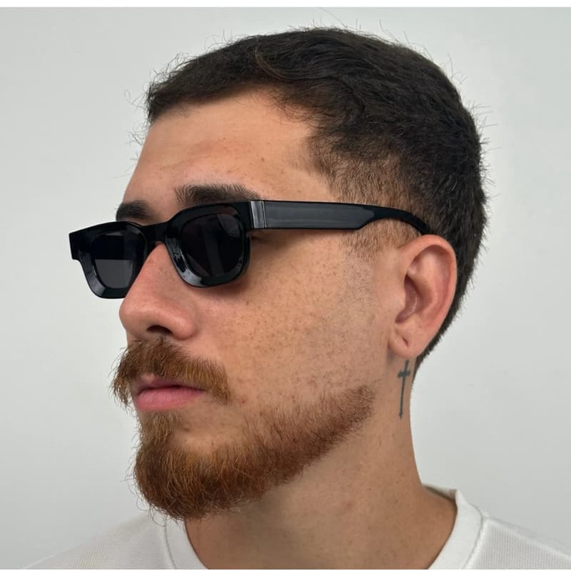 Óculos de Sol Quadrado Unissex Com Proteção UV400 vintage feminino masculino preto - Vegas 2.0